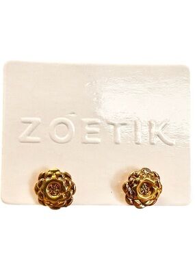 Gold Flower Cluster Stud Earrings